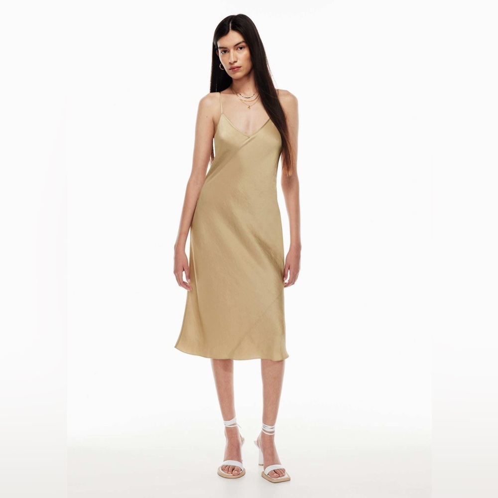 Wilfred Only Slip Satin Midi Dress - Gold - Size XS